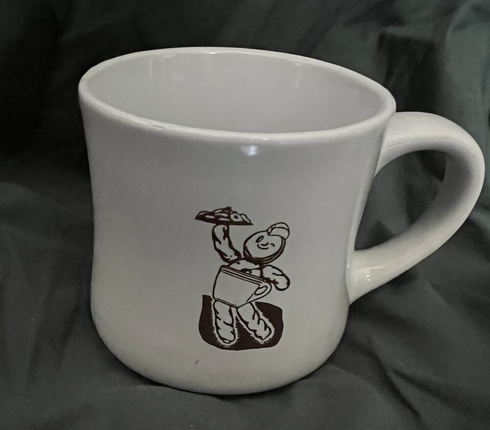 Vintage Dunkin Donuts Coffee Mug Retro Diner Style White Ceramic Dunkie Mascot